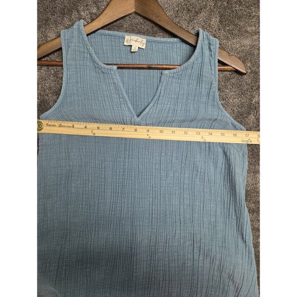 Wonderly Blue Ribbed Sleeveless Midi Dress Ruffle Hem Size Small - Picture 6 of 6